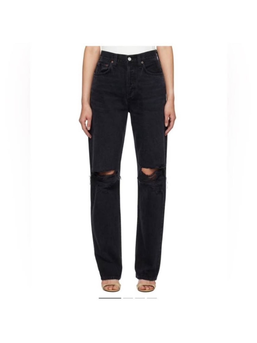 Agolde Kelly jeans - Black Distressed Straight-Leg Jeans